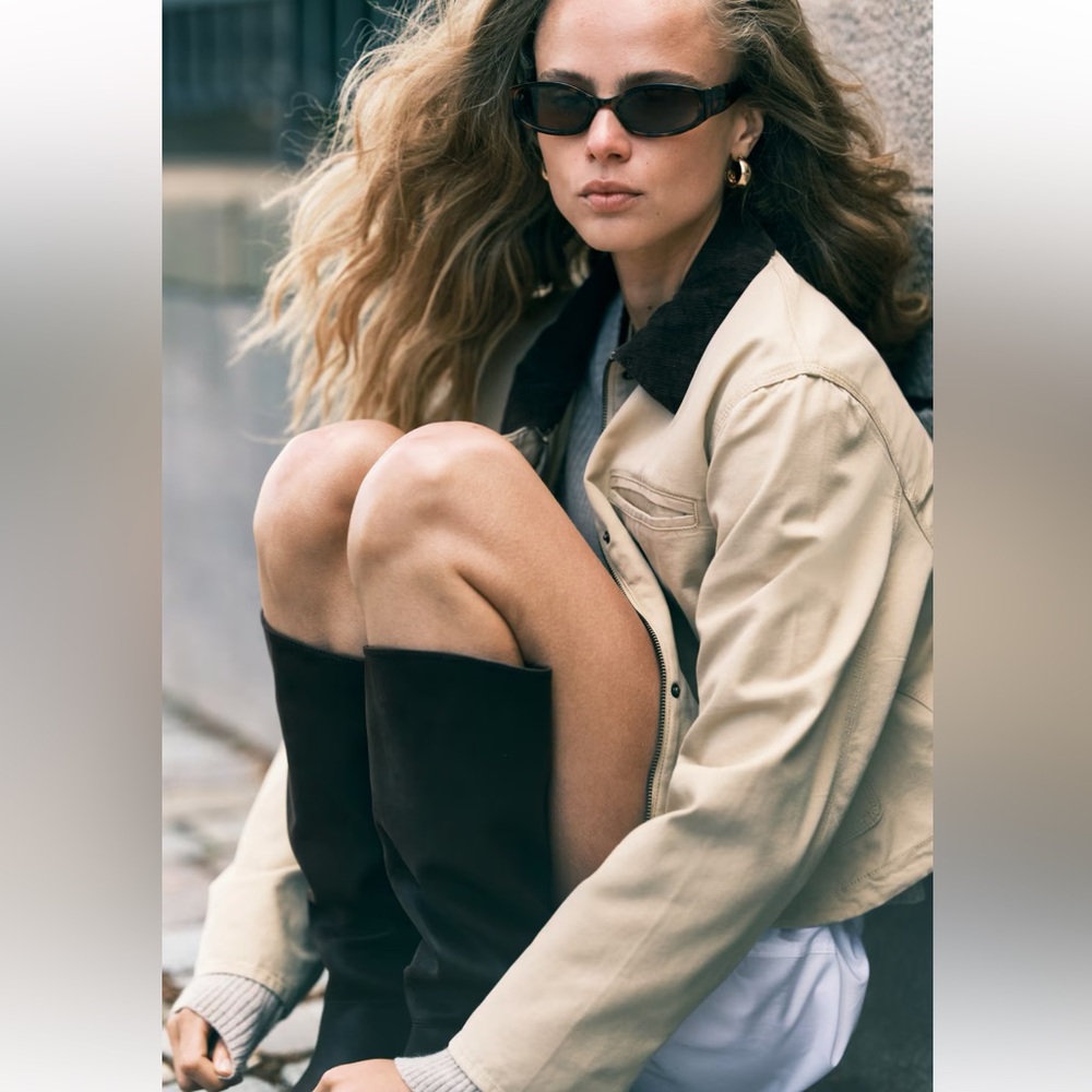 H&M Stylish Cream Women's Barn Jacket Utility Jacket Size XL, NWT